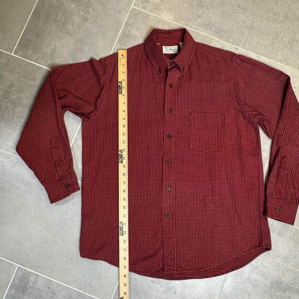 Vtg L.L. Bean Made in USA Freeport Flannel Shirt Medium Red Black Check Plaid - Picture 6 of 10